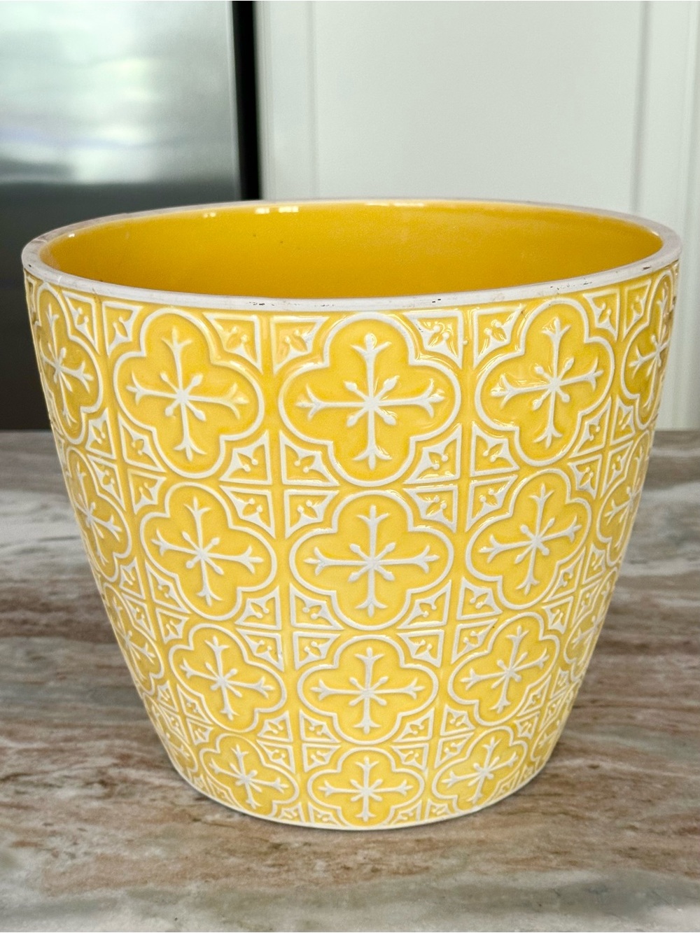 Made In Portugal Yellow Tile Decorative Ceramic Planter Pot - Flower Garden
